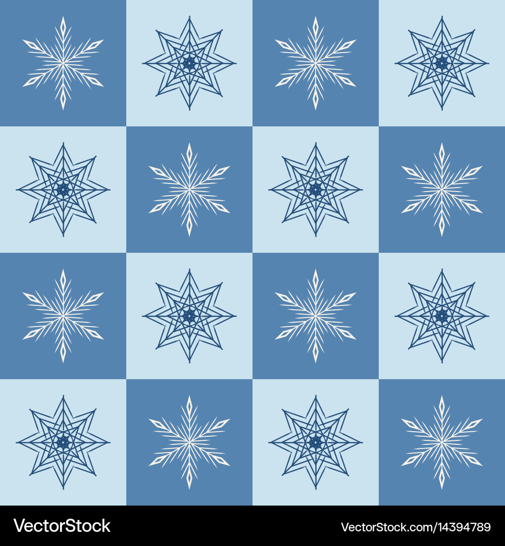 Snowflake pattern seamless checkered winter Vector Image