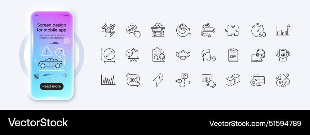 Timer inspect and event click line icons for web Timer inspect and event click line icons for web vector image
