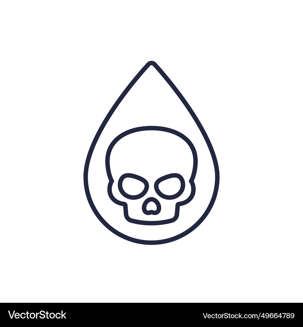 Toxin line icon with drop and skull vector image