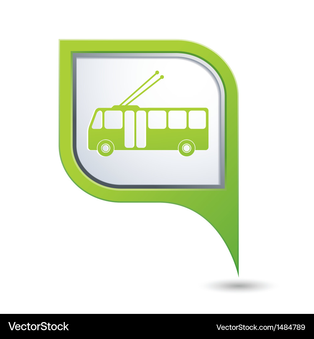 Trolleybus-Symbol auf grünem Kartenzeiger Vektorbild