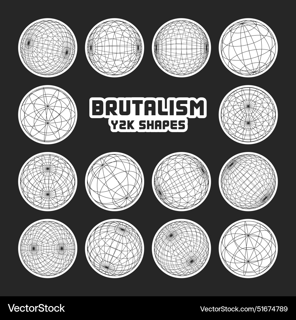 Wireframe shapes lined sphere perspective mesh Wireframe shapes lined sphere perspective mesh vector image