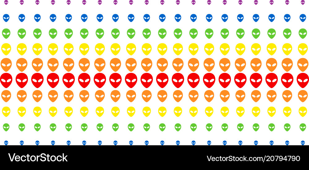 Alien face shape halftone spectrum grid Alien face shape halftone spectrum grid vector image