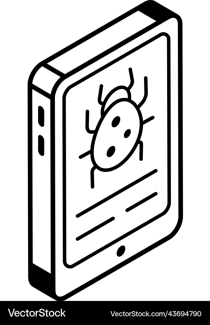 An app bug isometric line icon Vector Image