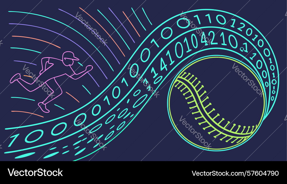 Baseball with binary code digital sports design Vector Image