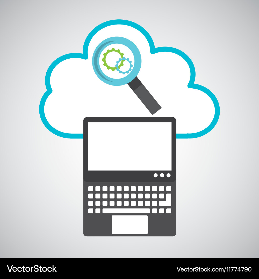 Cloud computing searching gear Vector Image