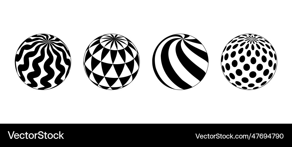 Collection of spheres with different patterns Vector Image