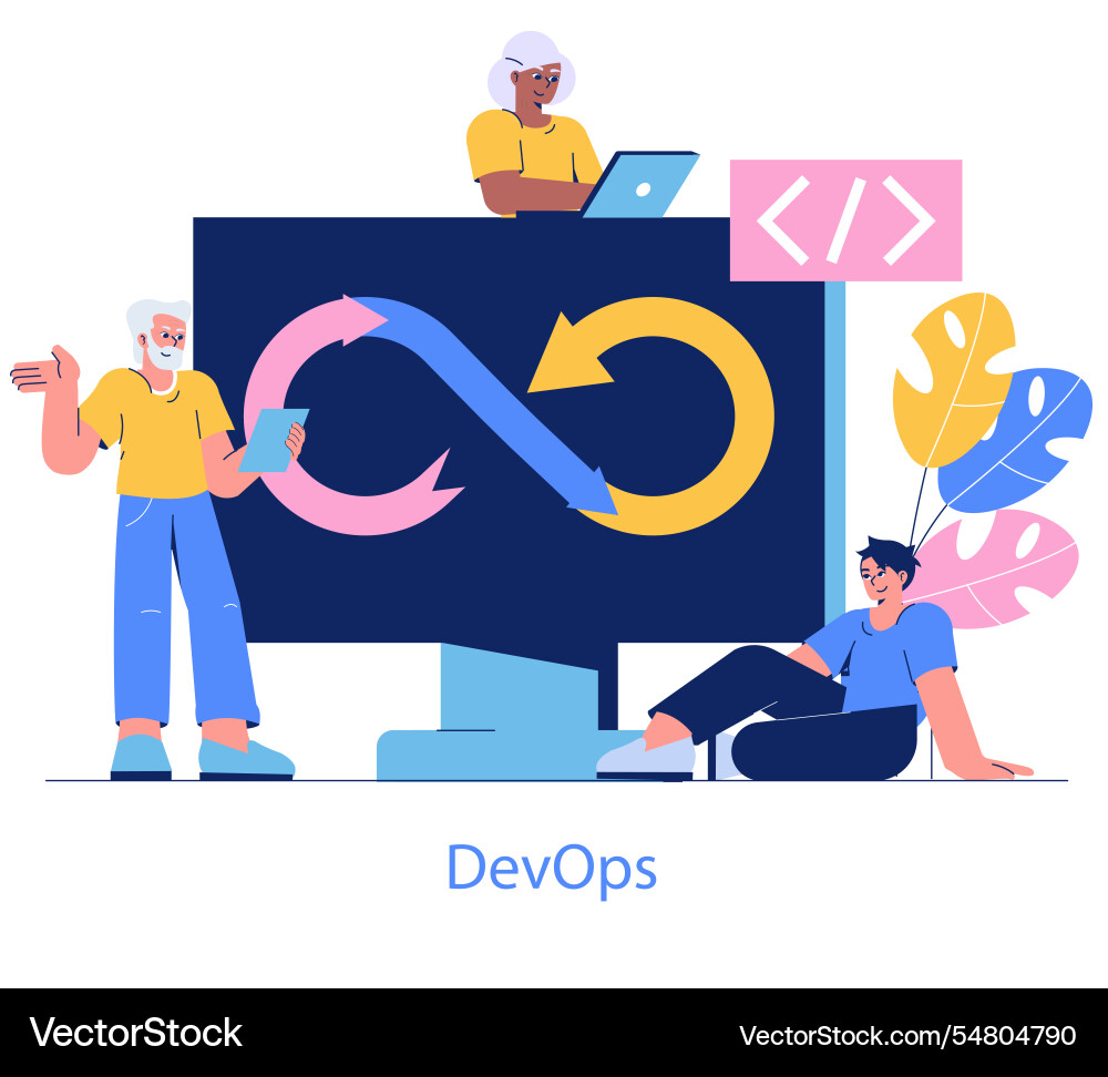 Development process automation flat vector image