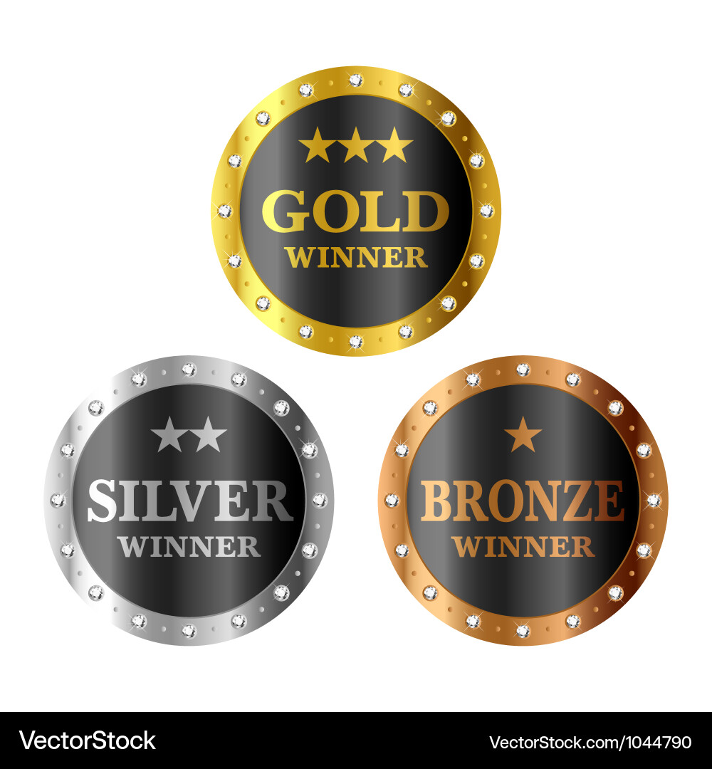 Gold Silver Bronze Winner Medals Royalty Free Vector Image