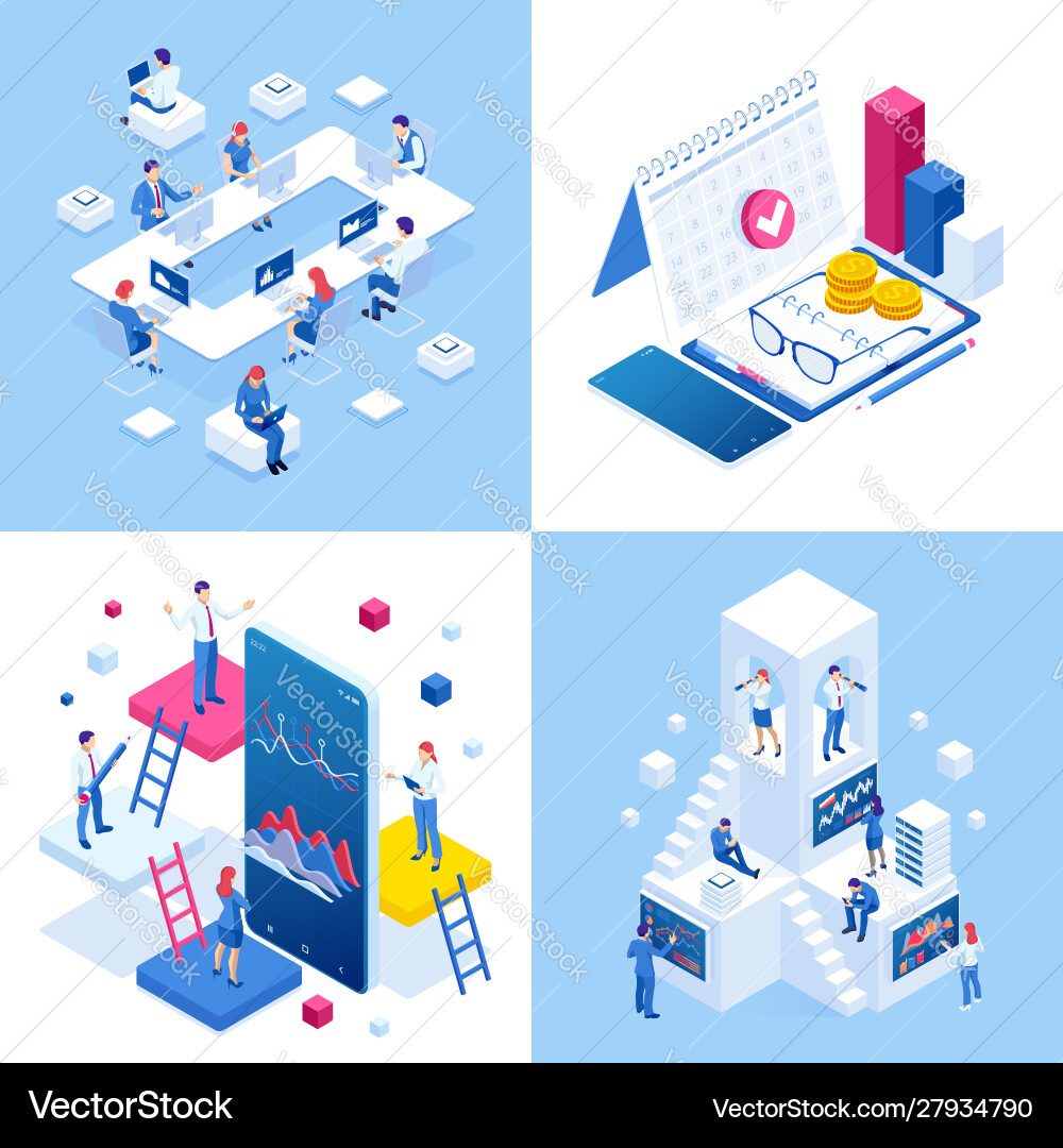 Isometric business concepts businessmen vector image