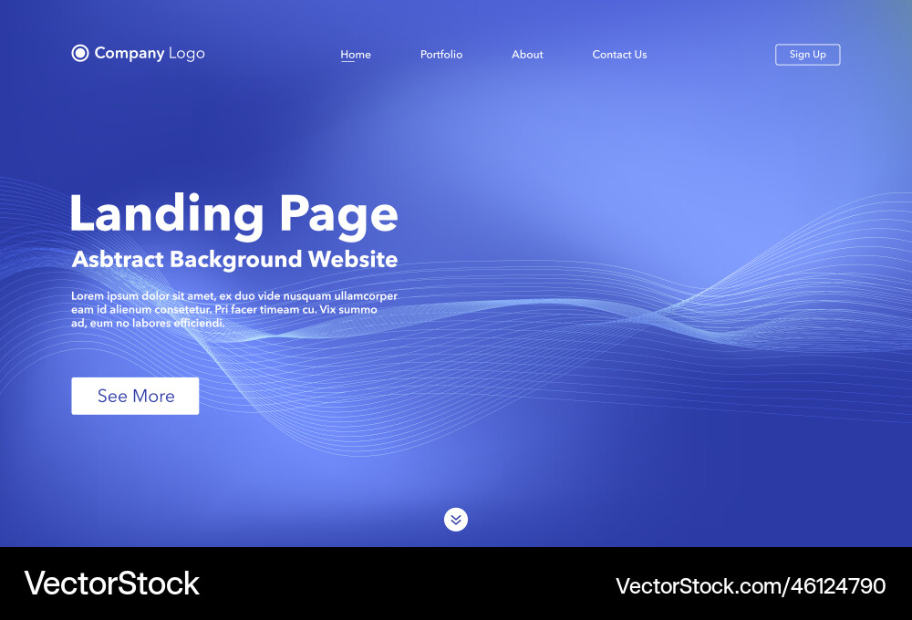 Landing page abstract wave background website vector image