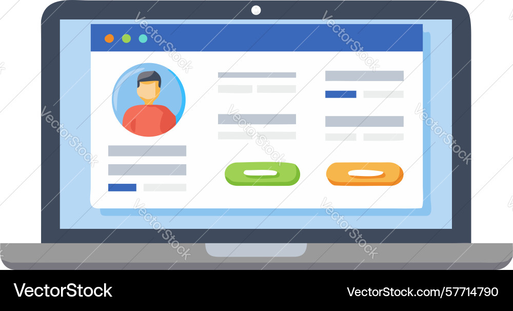 Laptop with user profile management interface Vector Image