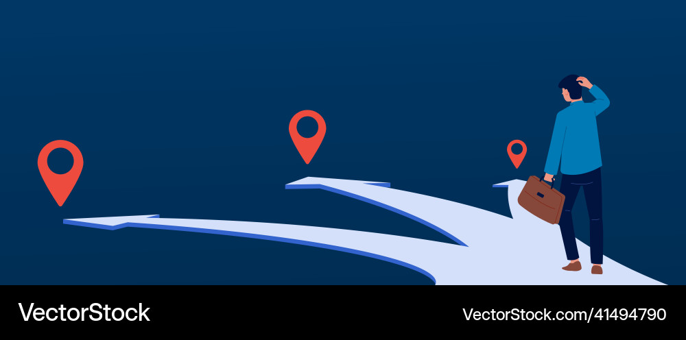 Man choice many way arrows challenges direction Vector Image