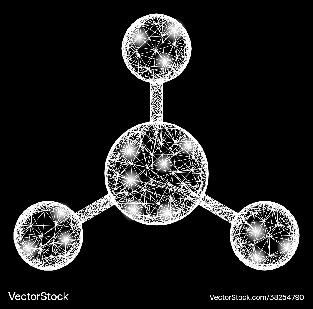 Net node links web mesh with bright light spots Net node links web mesh with bright light spots Vector Image