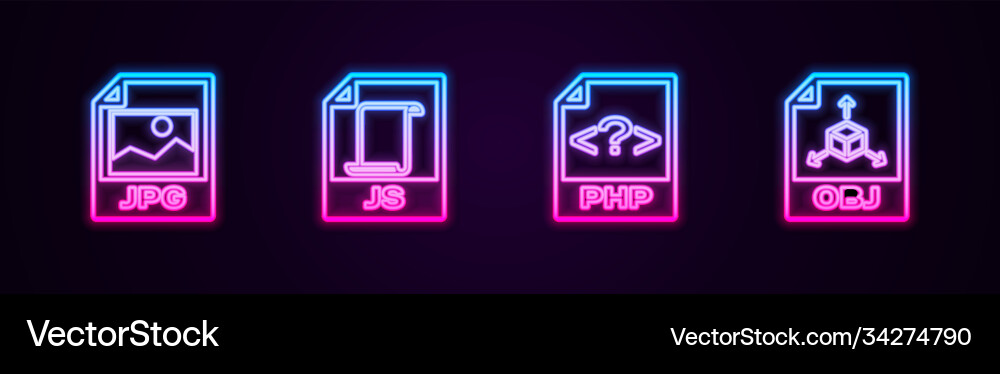 Set line jpg file document js php and obj Set line jpg file document js php and obj vector image