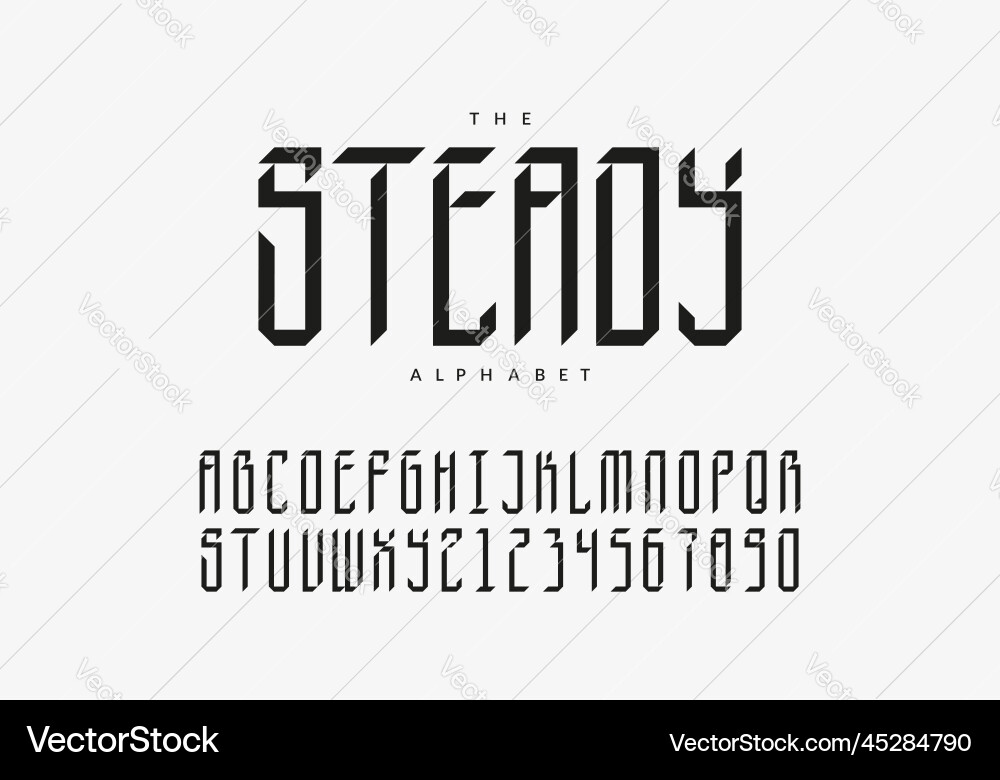 Thin geometric font with numbers vector image