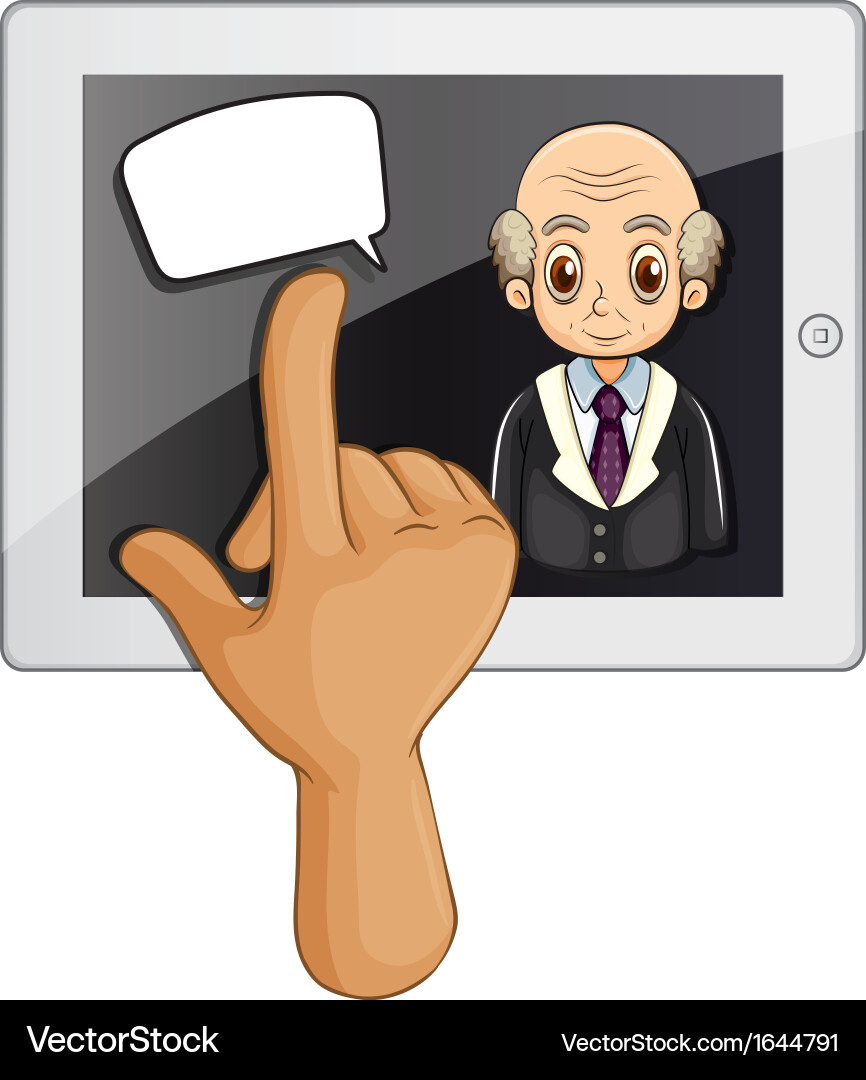 A computer gadget with hand touching vector image