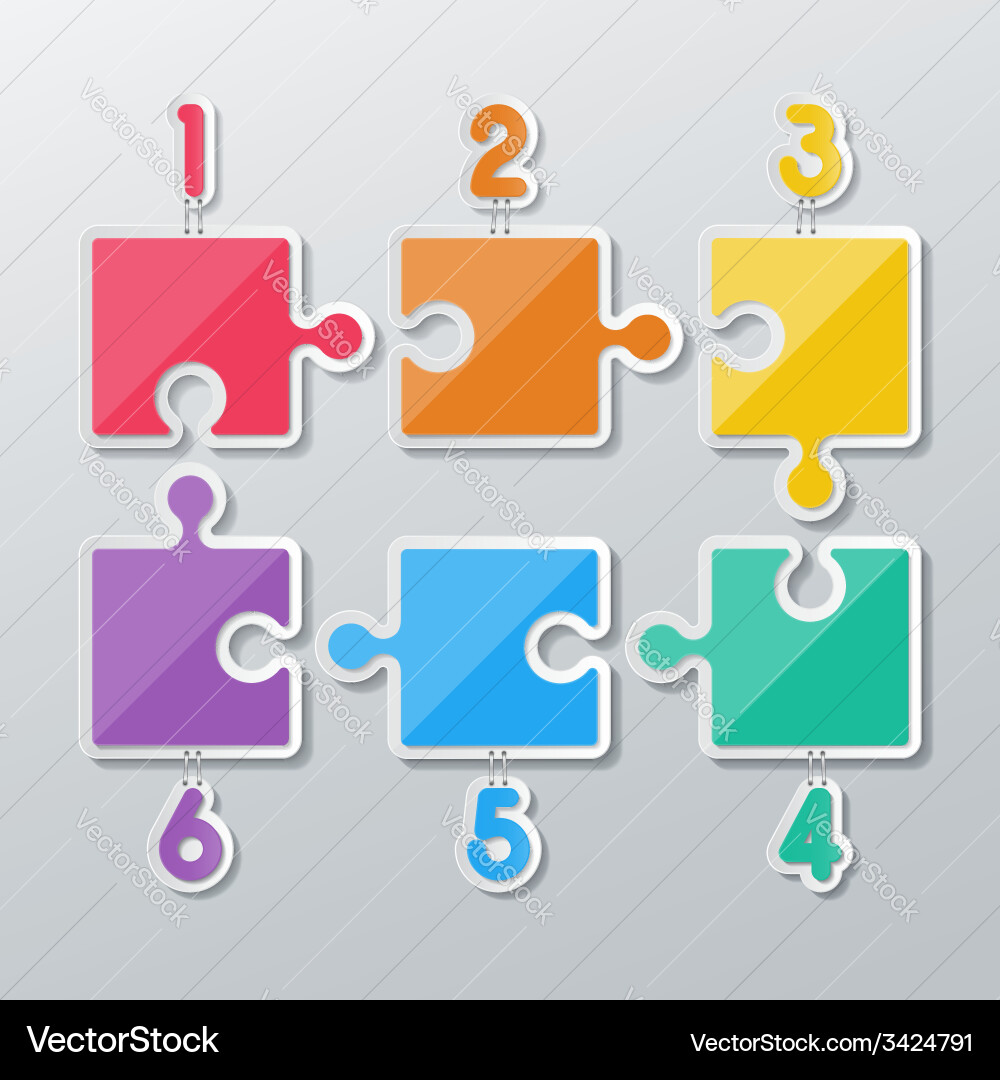 Bunte Papier Puzzle-Set Vektorbild