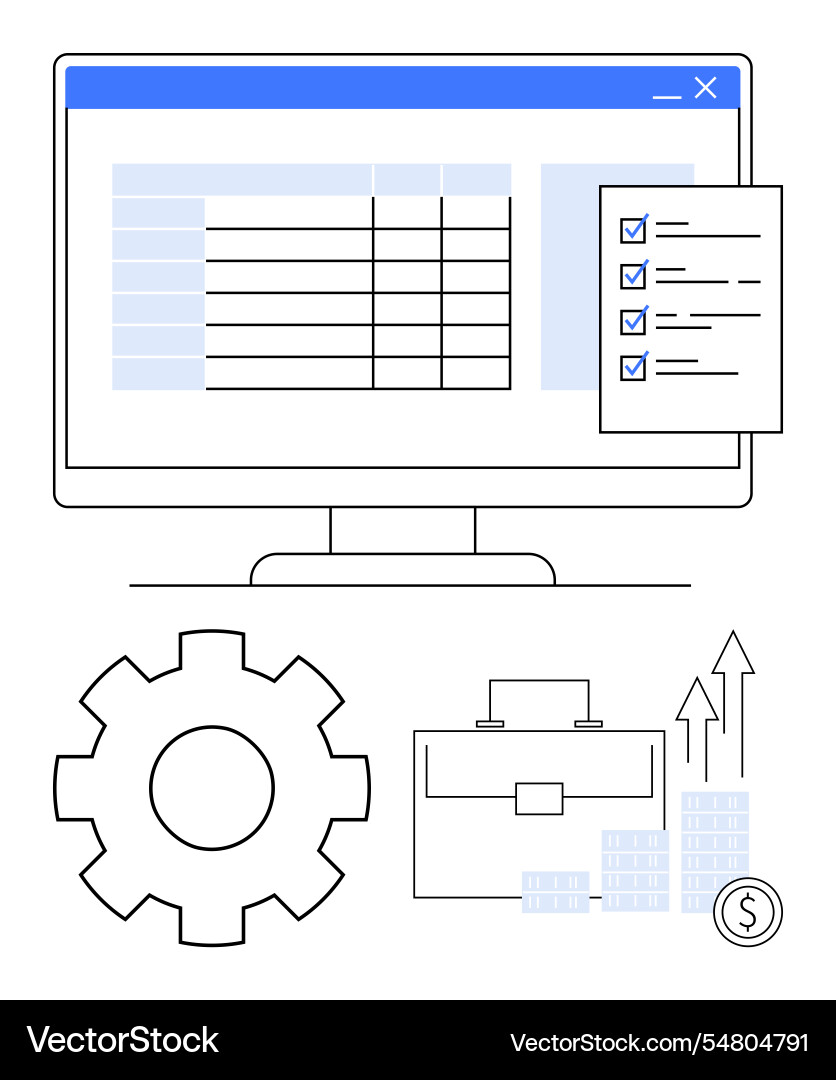 Business tools - checklist computer screen Business tools - checklist computer screen vector image