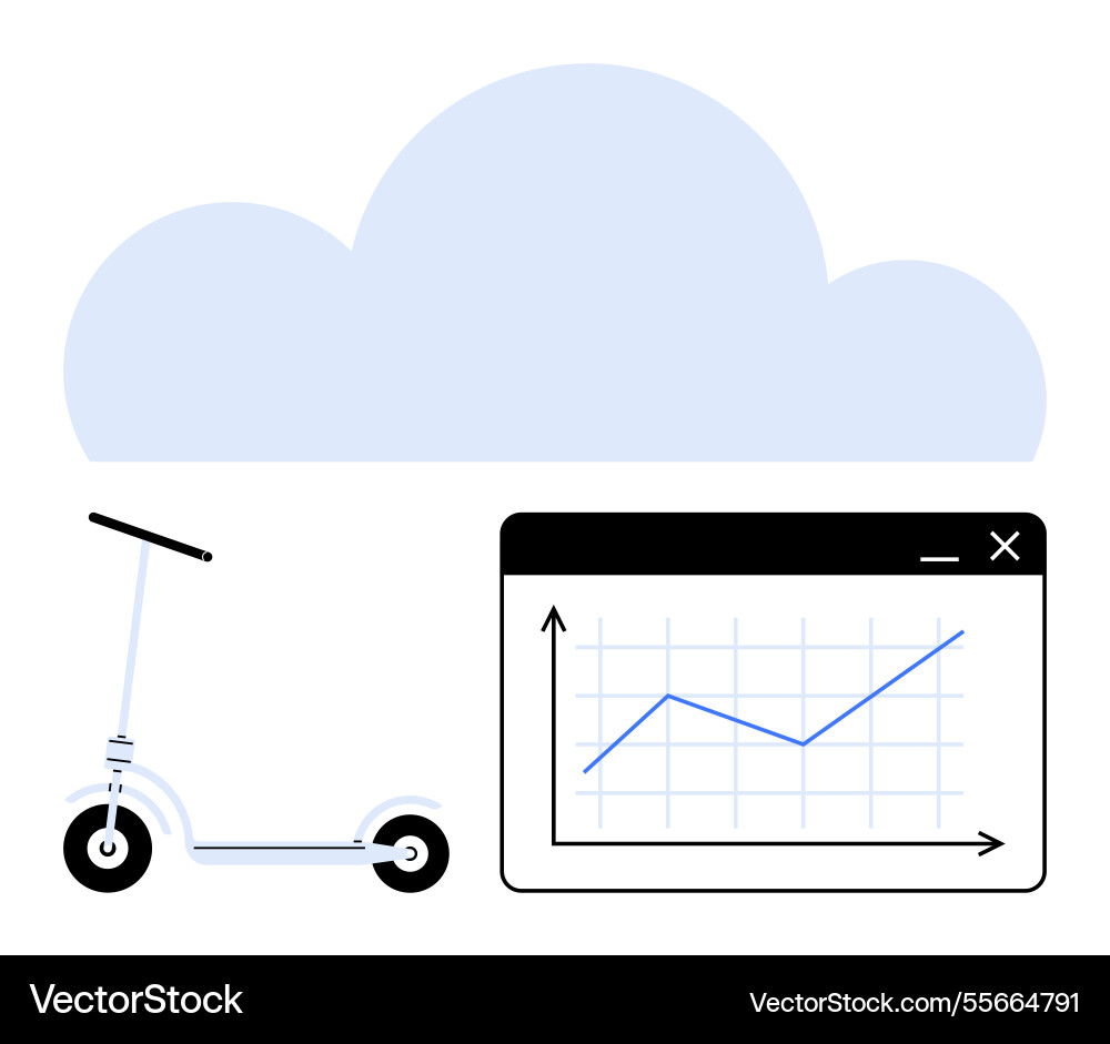 Cloud-based mobility analytics with chart Cloud-based mobility analytics with chart Vector Image