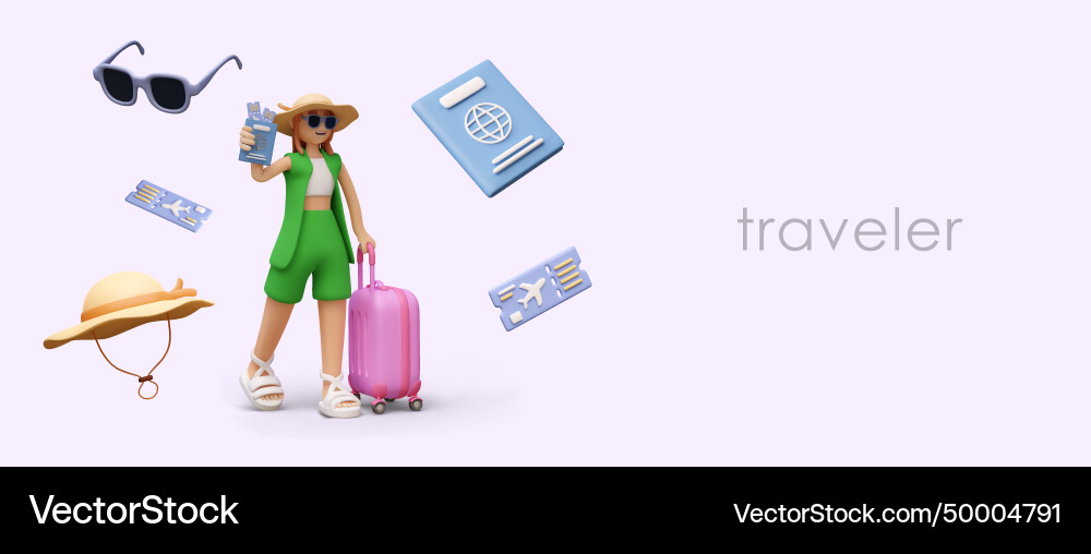 Concept of happy tourist have nice trip vacation Concept of happy tourist have nice trip vacation vector image