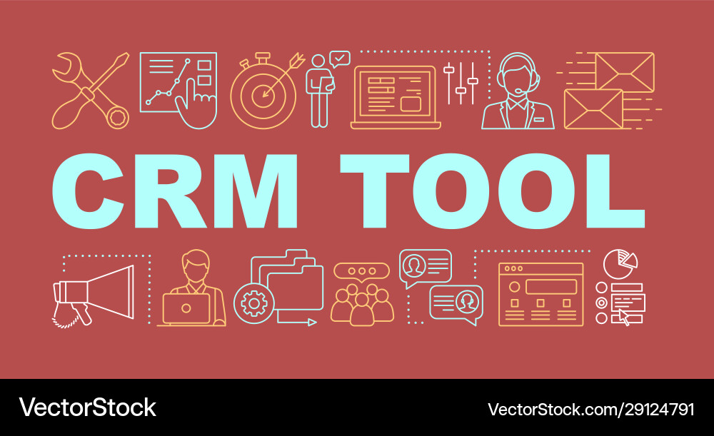 Crm tool word concepts banner Crm tool word concepts banner vector image