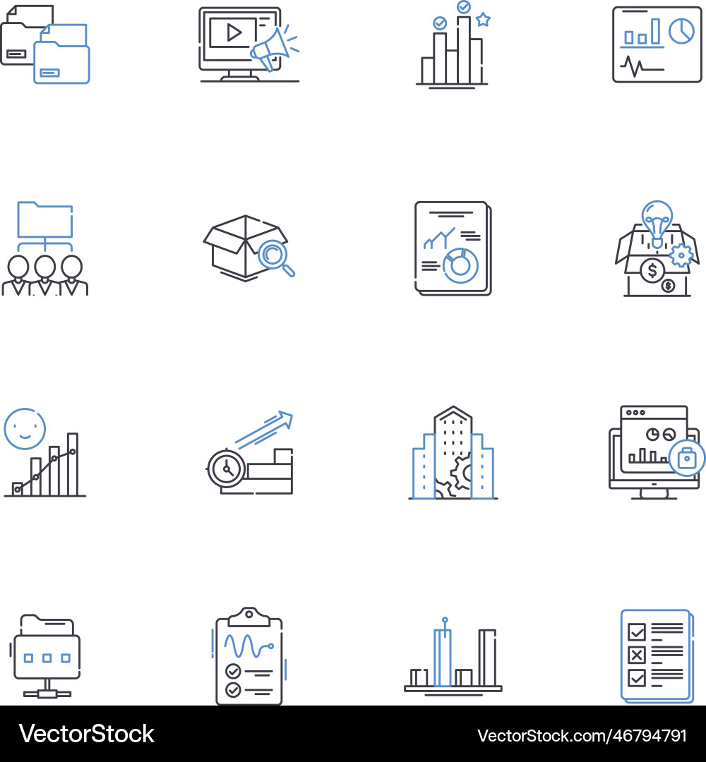 Digital database line icons collection storage vector image