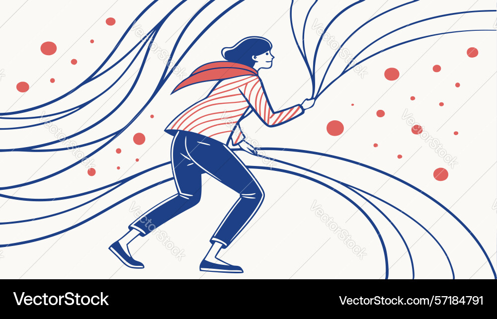 Dynamic woman running abstract design generative Vector Image