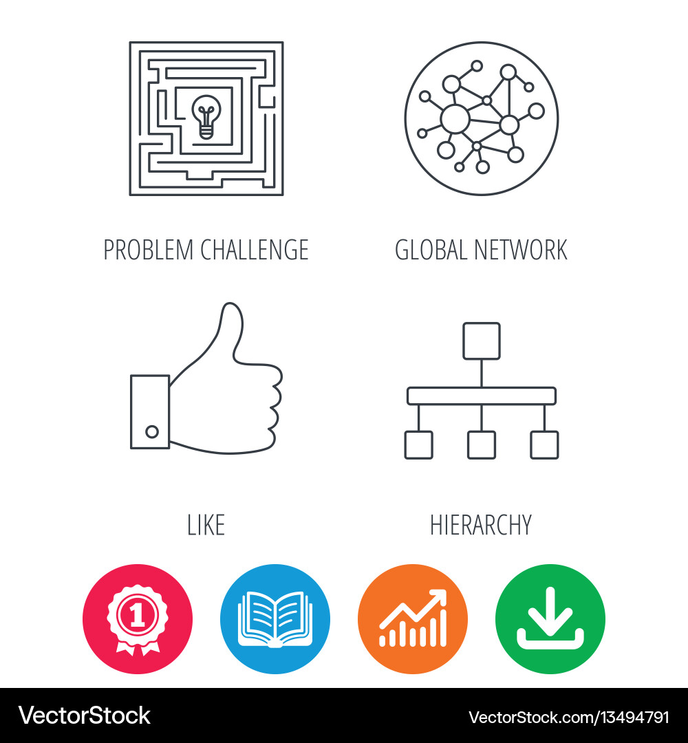Global network like and hierarchy icons vector image
