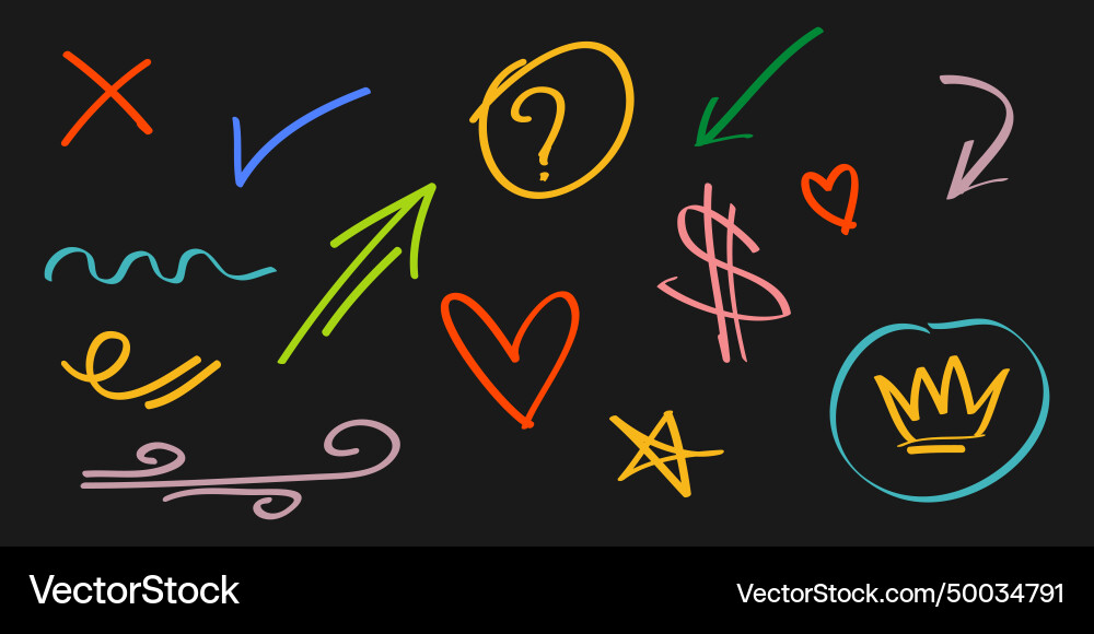 Hand drawn set of doodle emphasis elements Hand drawn set of doodle emphasis elements vector image