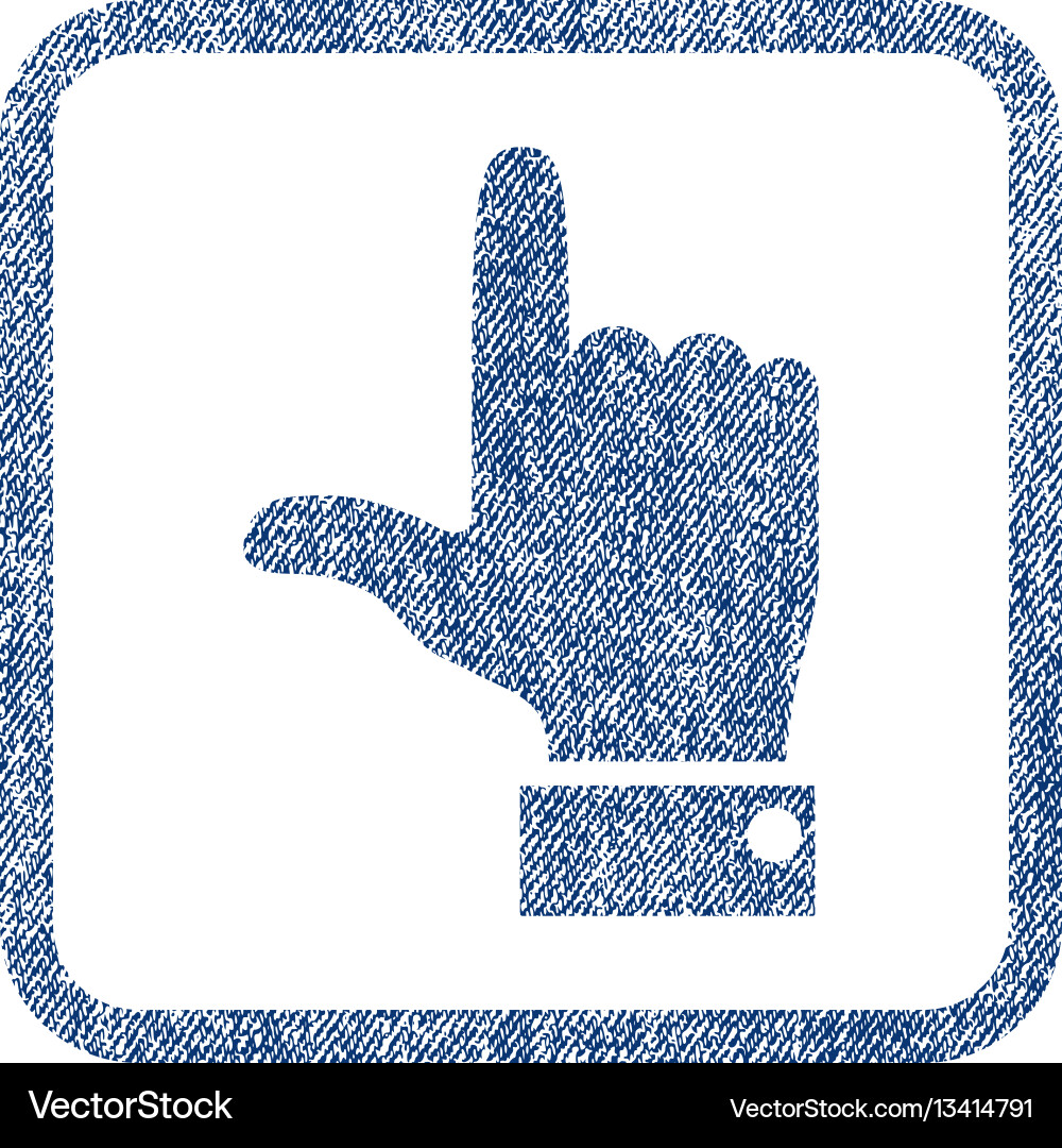 Hand pointer up fabric textured icon Hand pointer up fabric textured icon vector image