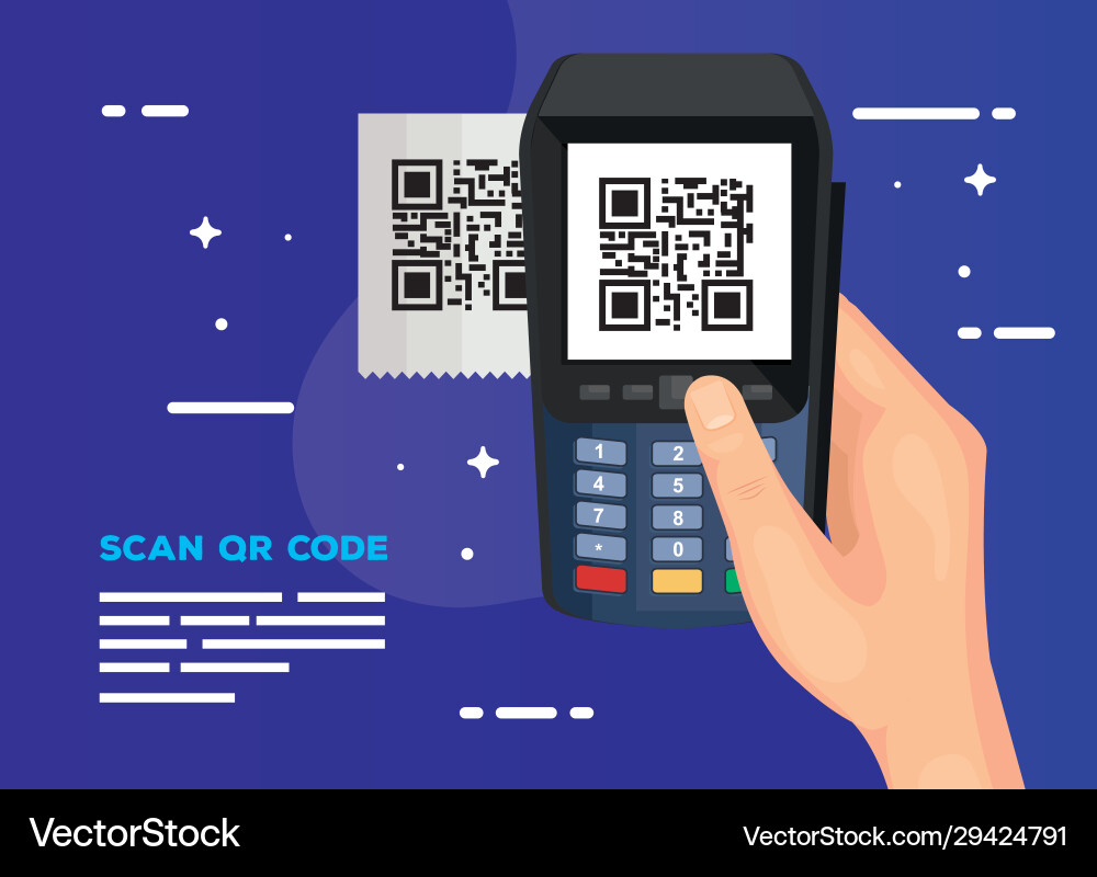 Handbenutzer-Scancode qr mit Dataphone Handbenutzer-Scancode qr mit Dataphone vektorbild