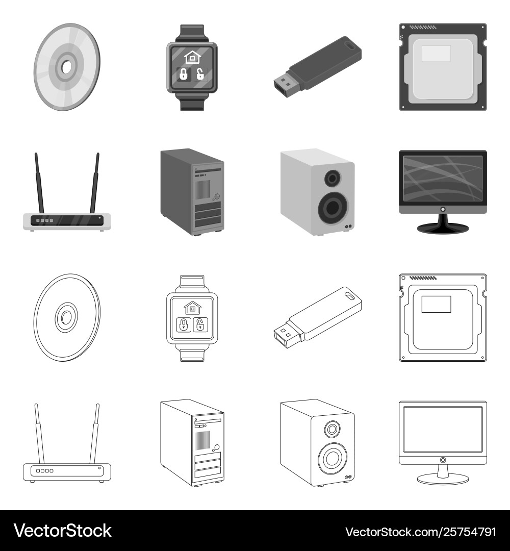 Isolated object laptop and device sign set Isolated object laptop and device sign set vector image