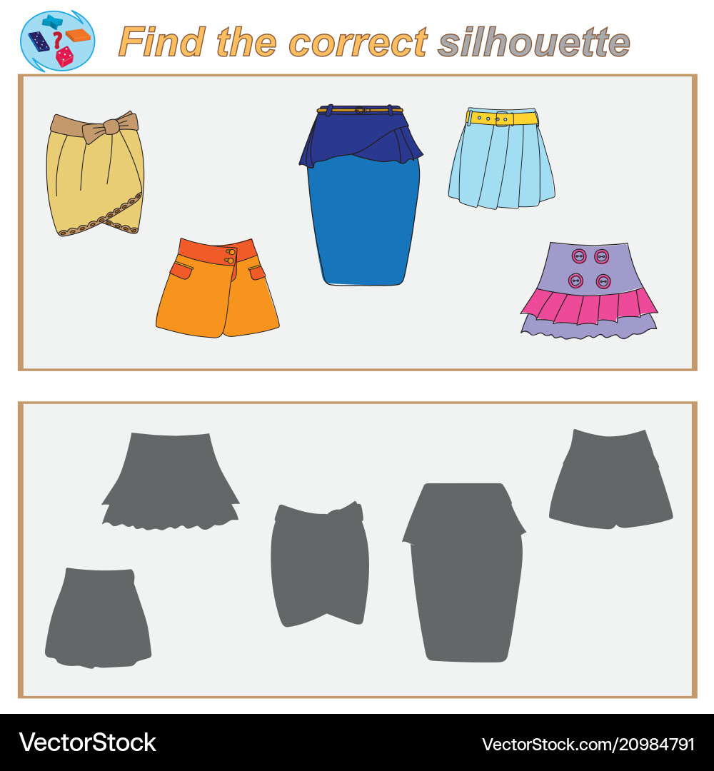 Logical task find the correct silhouette game vector image