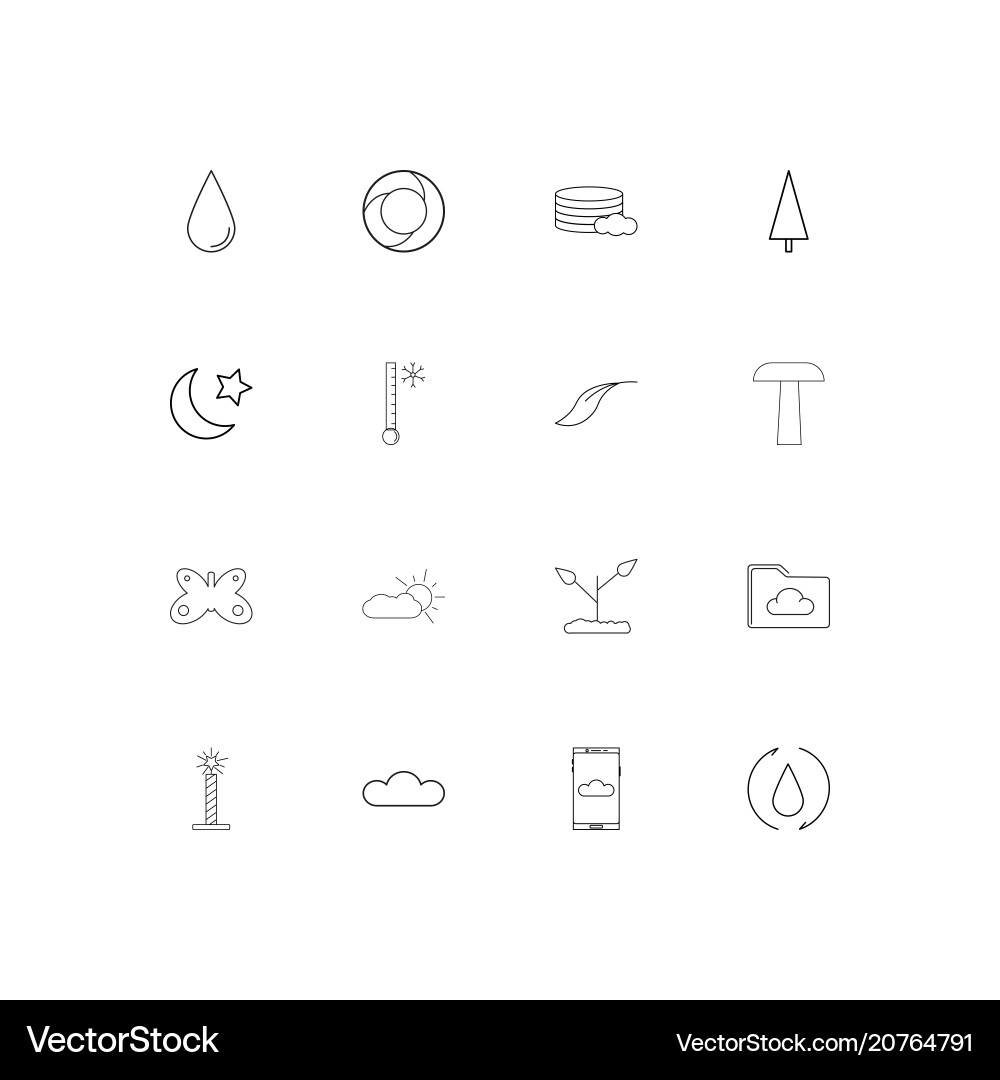 Nature linear thin icons set outlined simple vector image