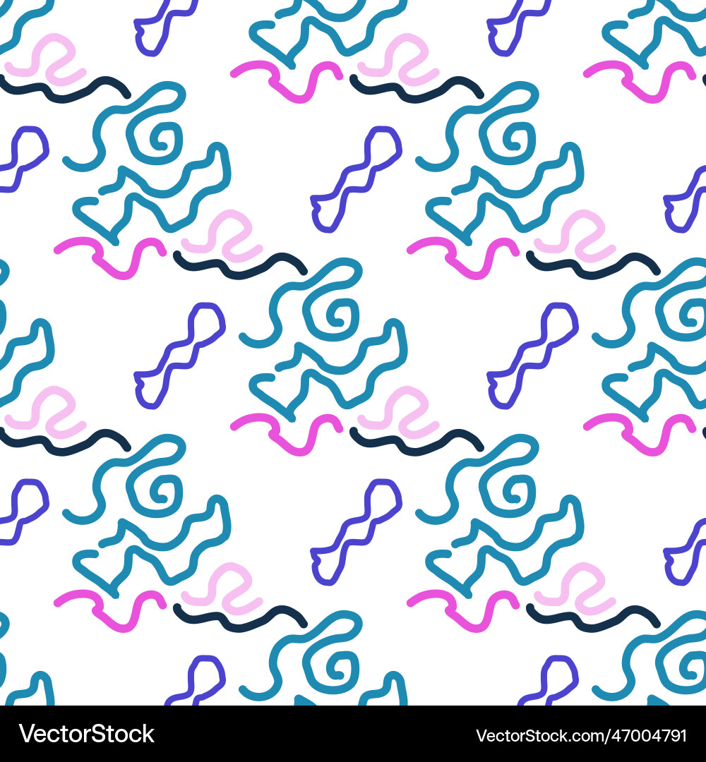 Seamless color pattern of linear doodle squiggles Seamless color pattern of linear doodle squiggles Vector Image