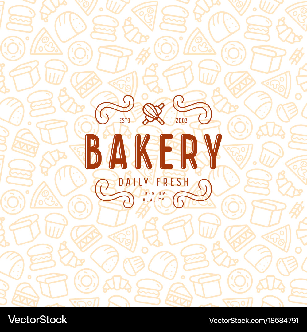 Seamless pattern in thin line style and emblem vector image