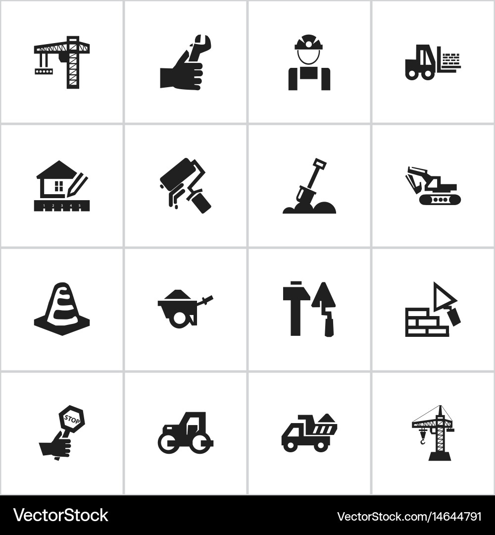 Set of 16 editable building icons includes vector image
