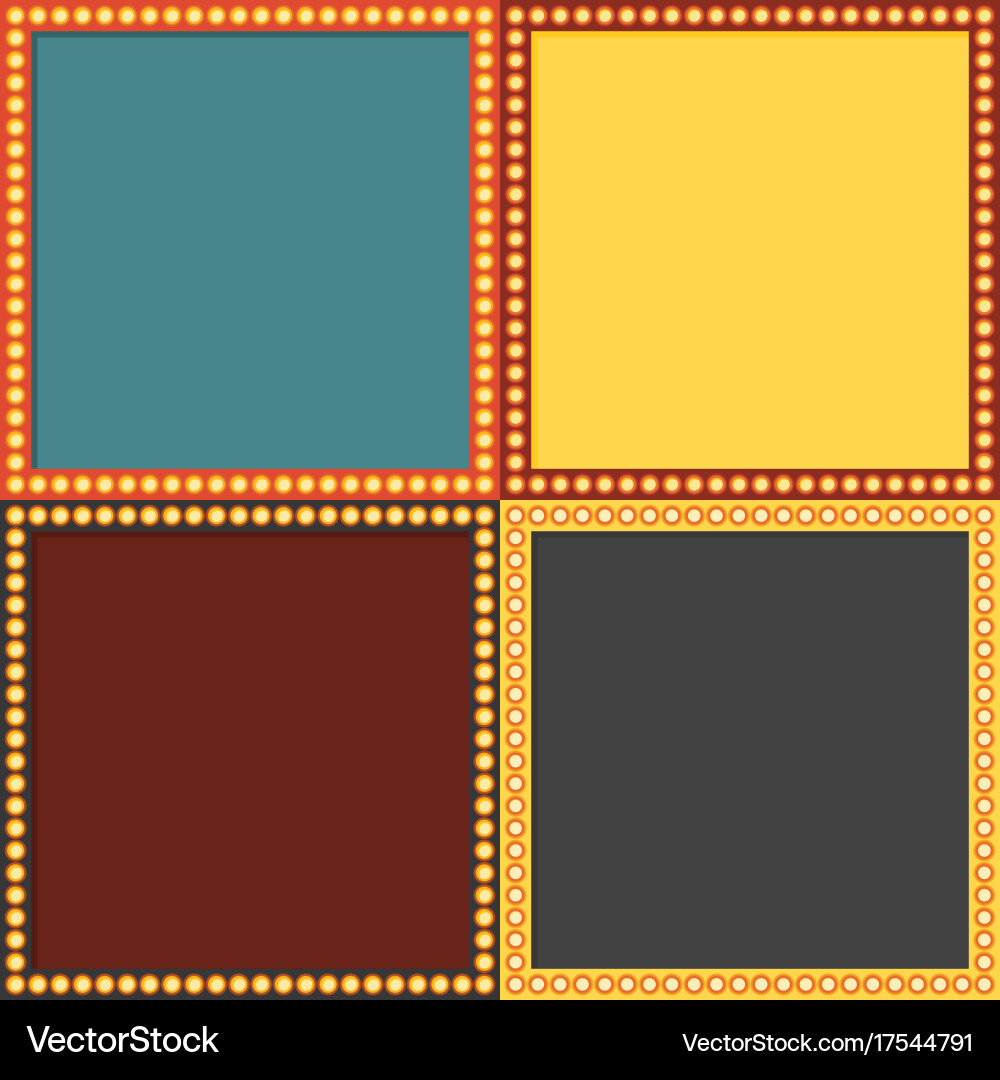 Set of retro square signboard for text with light vector image