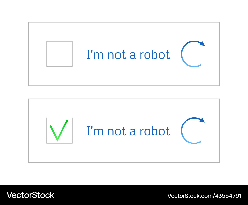 Template for entering captcha im not a robot Template for entering captcha im not a robot vector image