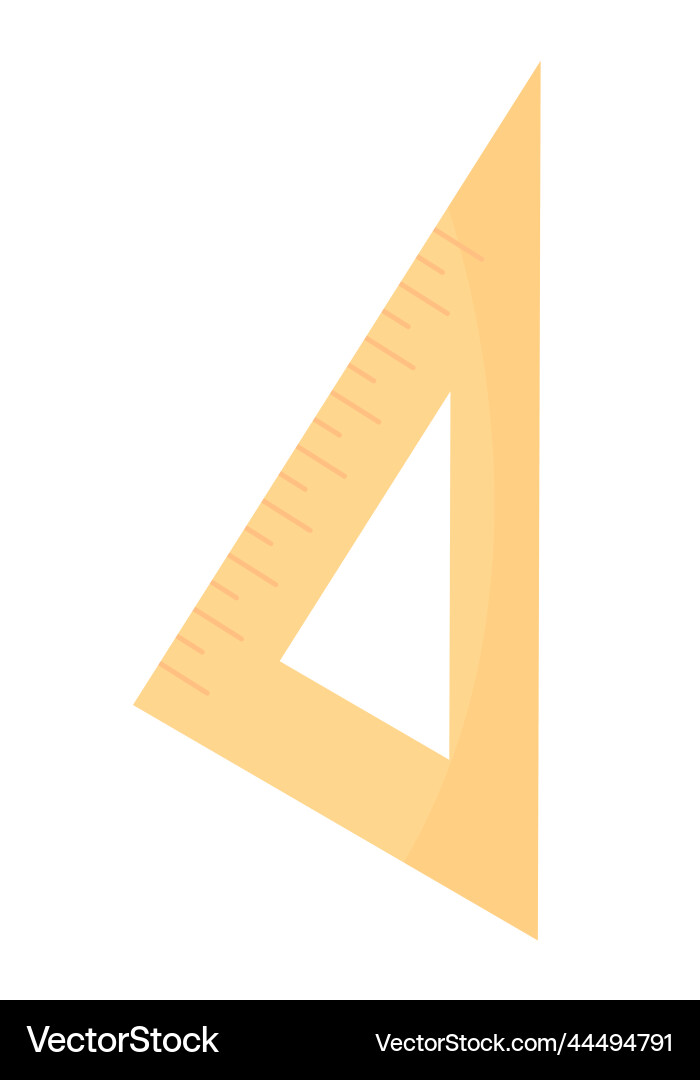 Triangular ruler semi flat color object Triangular ruler semi flat color object vector image