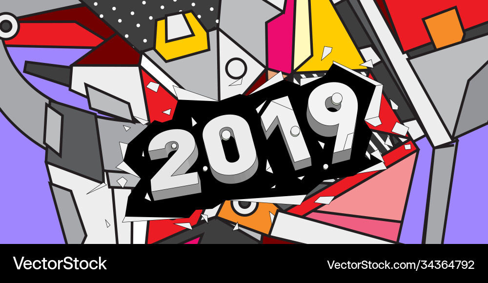 2019 new year text with colorful abstract 2019 new year text with colorful abstract Vector Image