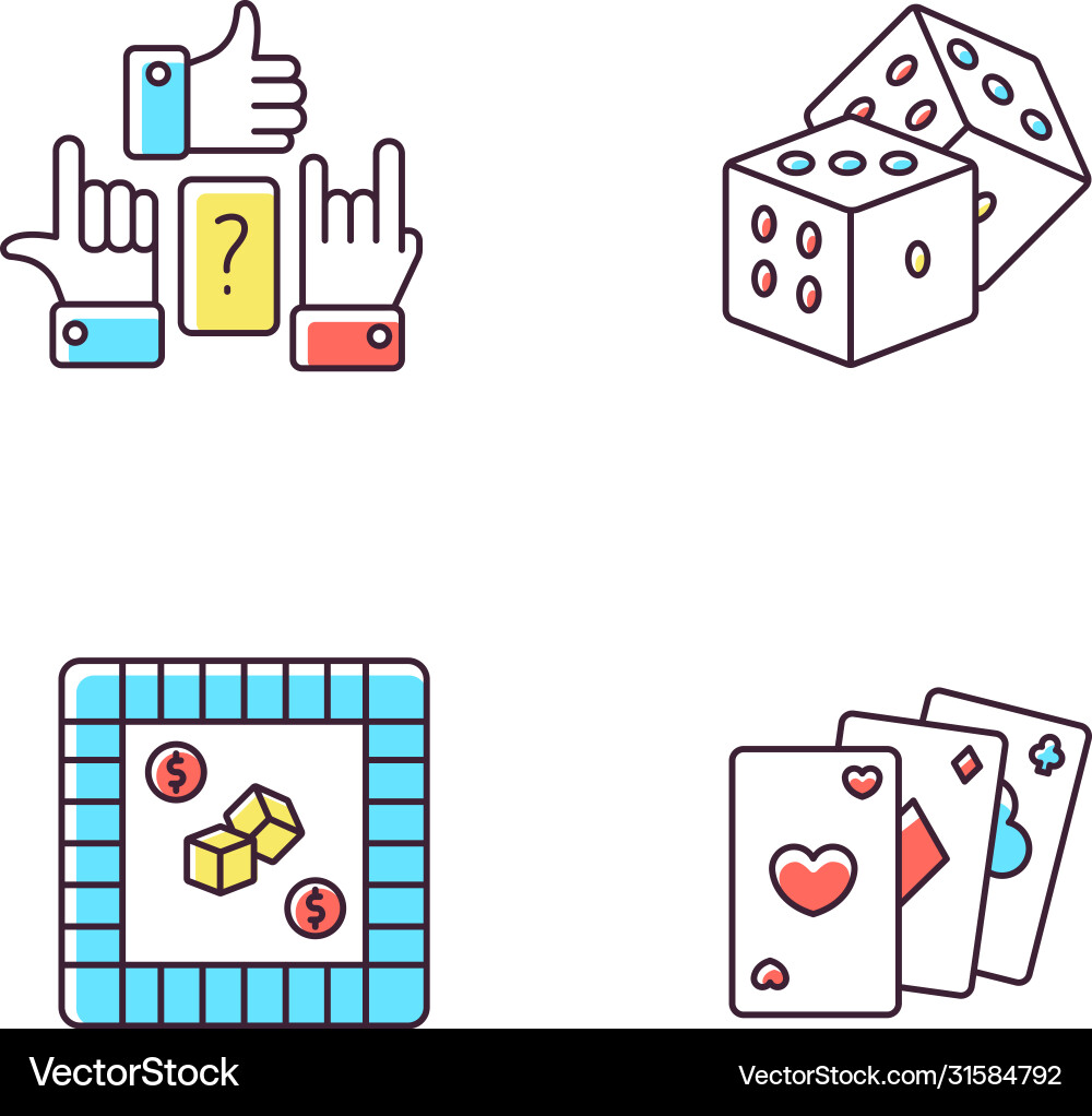 Amusing games rgb color icons set Amusing games rgb color icons set Vector Image