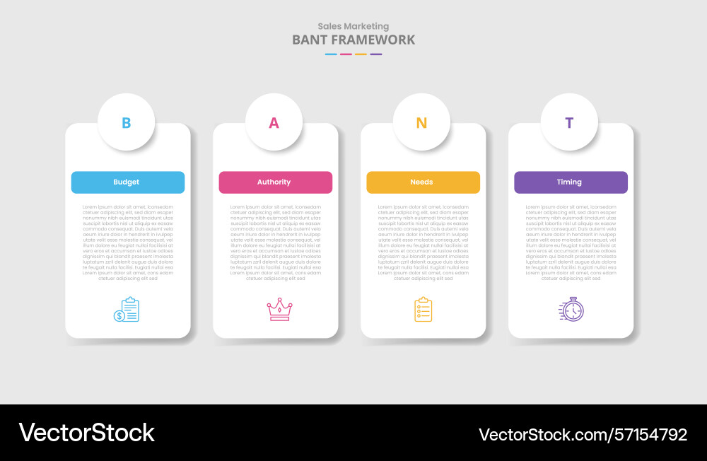 Bant framework for infographic with drop shadow Bant framework for infographic with drop shadow vector image