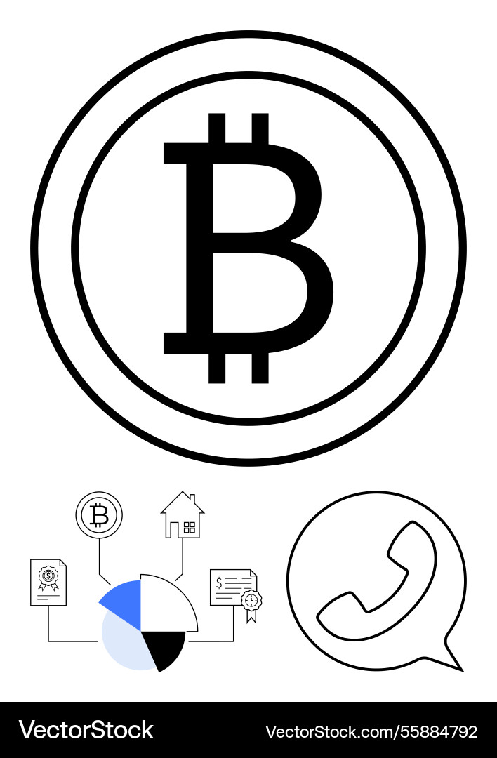 Bitcoin symbol with data visualization property Bitcoin symbol with data visualization property vector image