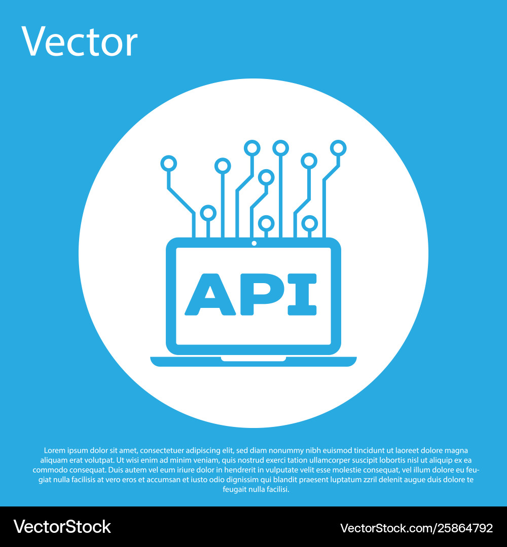 Blue computer api interface icon isolated on Blue computer api interface icon isolated on vector image