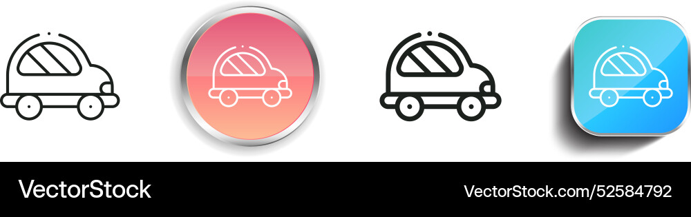 Car toy icon thin linear regular and button style vector image
