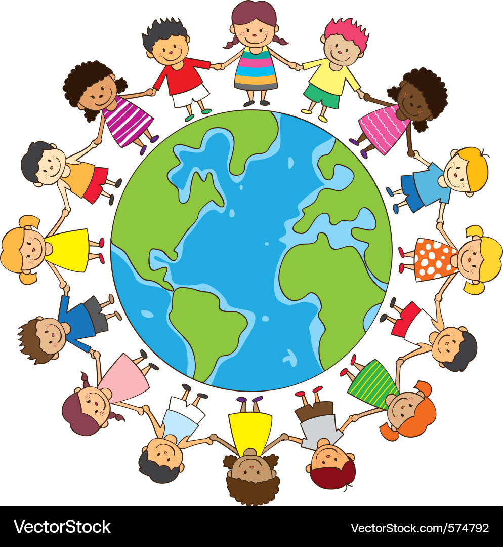 Children’s Hands Joined in Unity vector image