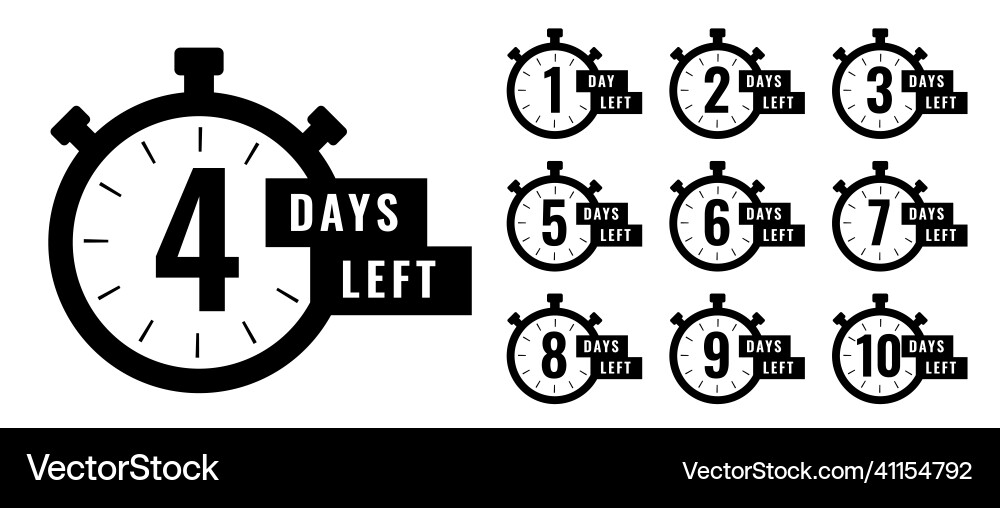 Clock with countdown time for number of days left Vector Image