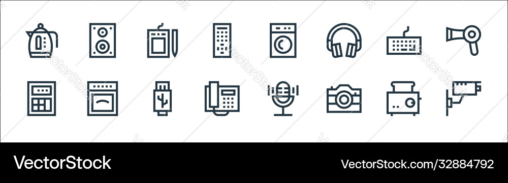Electronics line icons linear set quality Electronics line icons linear set quality Vector Image