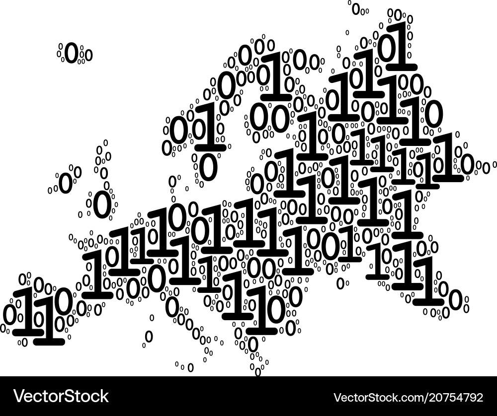 Europe map composition of binary digits Vector Image